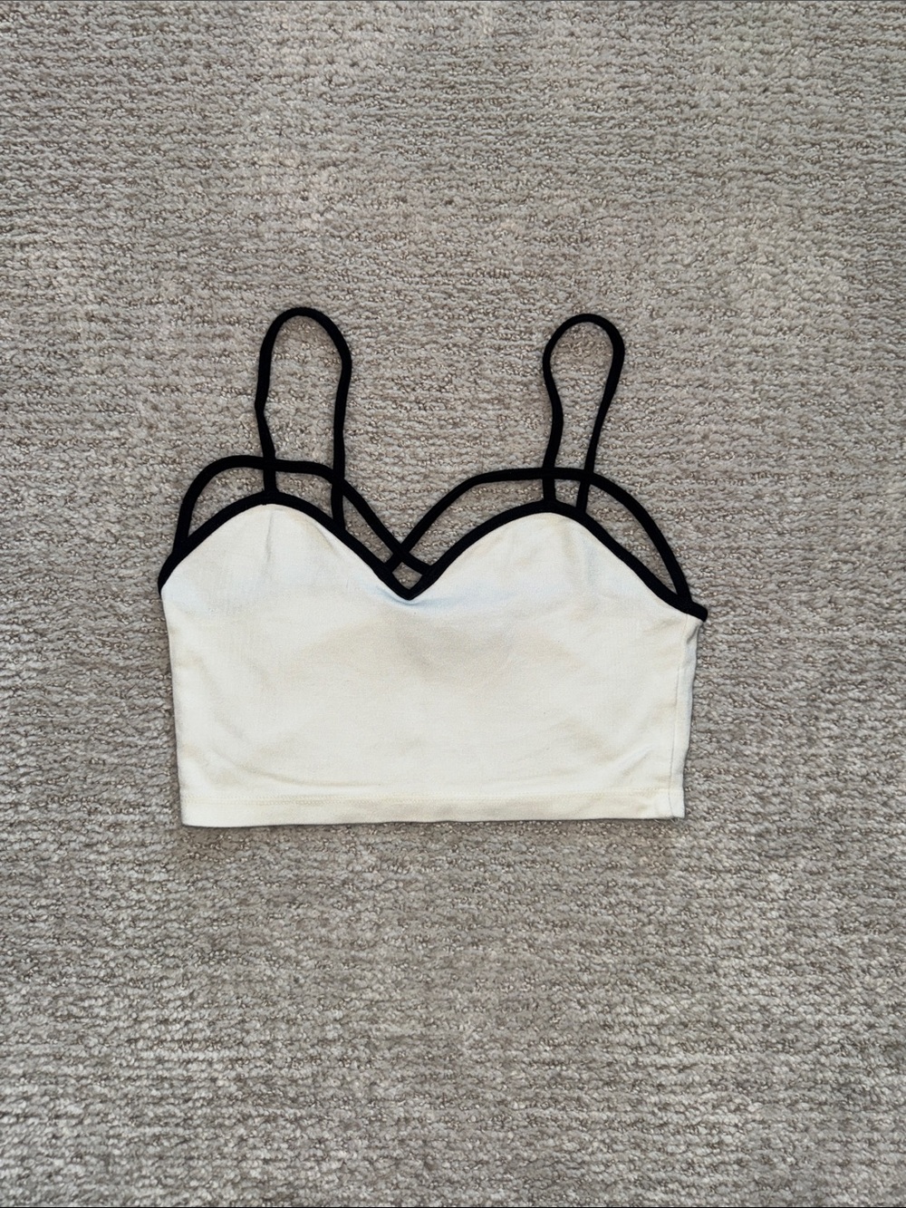 Brandy Melville Cream Cropped Tank with Black Trim